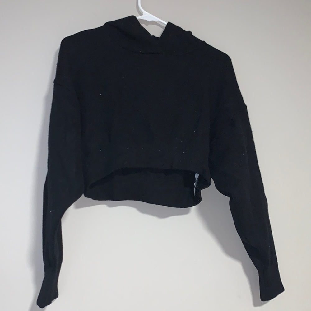 Zara knit cropped hooded sweatshirt
